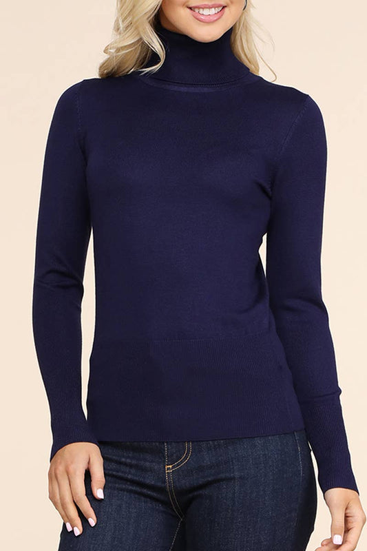 AWOSWL285_Stretch Turtle Neck Long Sleeve Pullover Sweater