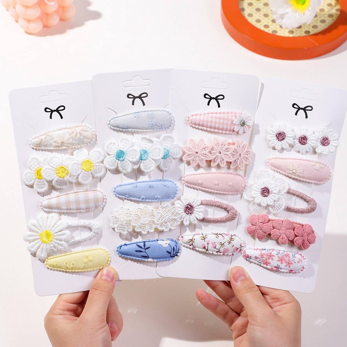 Daisy BB Clip Set ? Printed Cute Fabric Clips