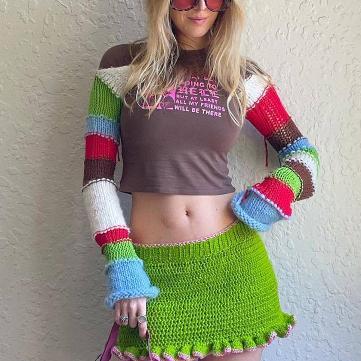 HOLLOWED-OUT KNITTED LONG-SLEEVED COMB SHAWL