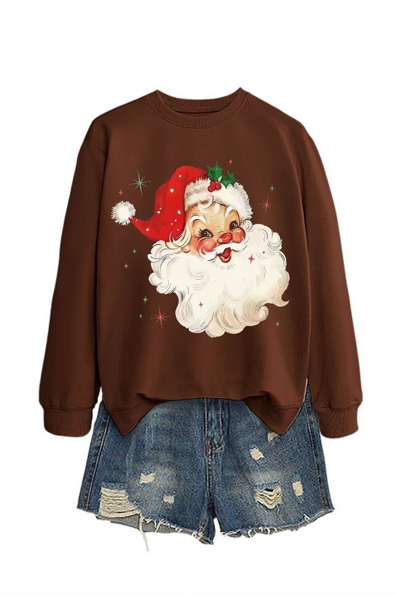 CWTBLL01324_SANTA CLAUS HEAD PATTERN PULLOVER SWEATSHIRT