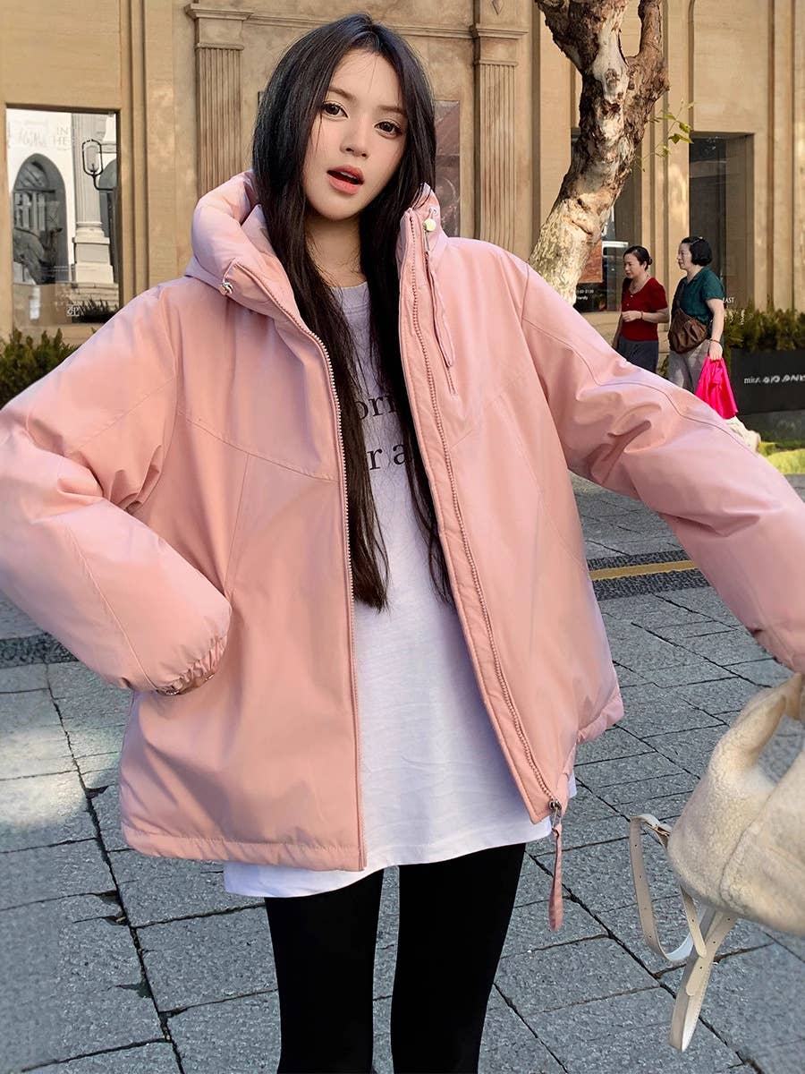 Casual hooded cotton windbreaker jacket