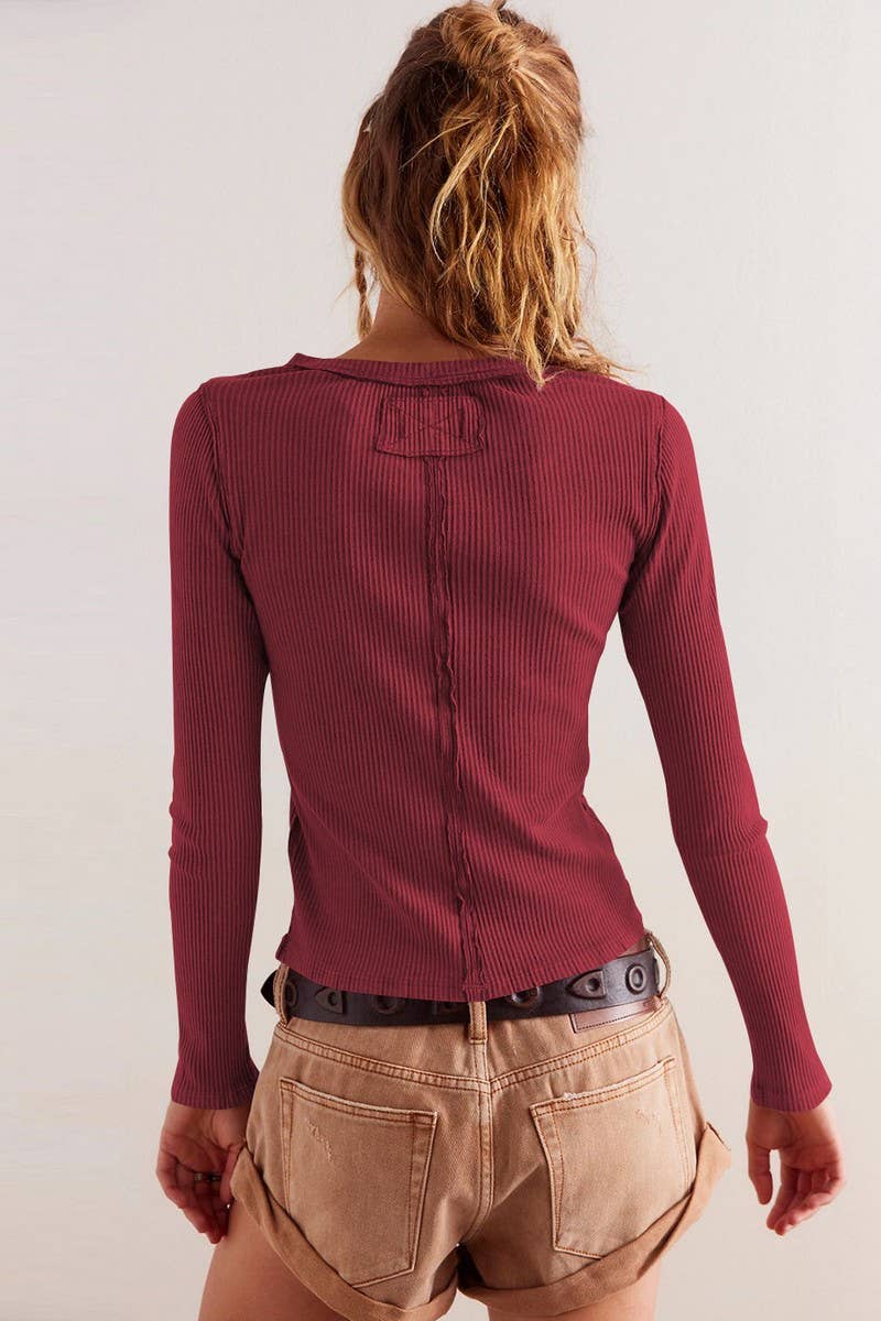CWOCAL2265_SOLID COLOR ROUND NECK BUTTON RIBBED CARDIGAN