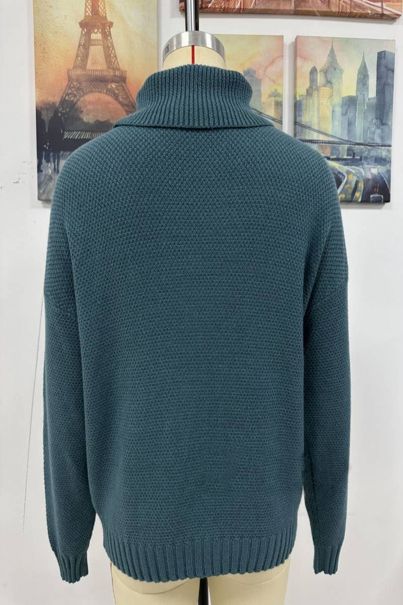 CWOSWL604 Turtle neck Fringe Tassel Pullover Sweater