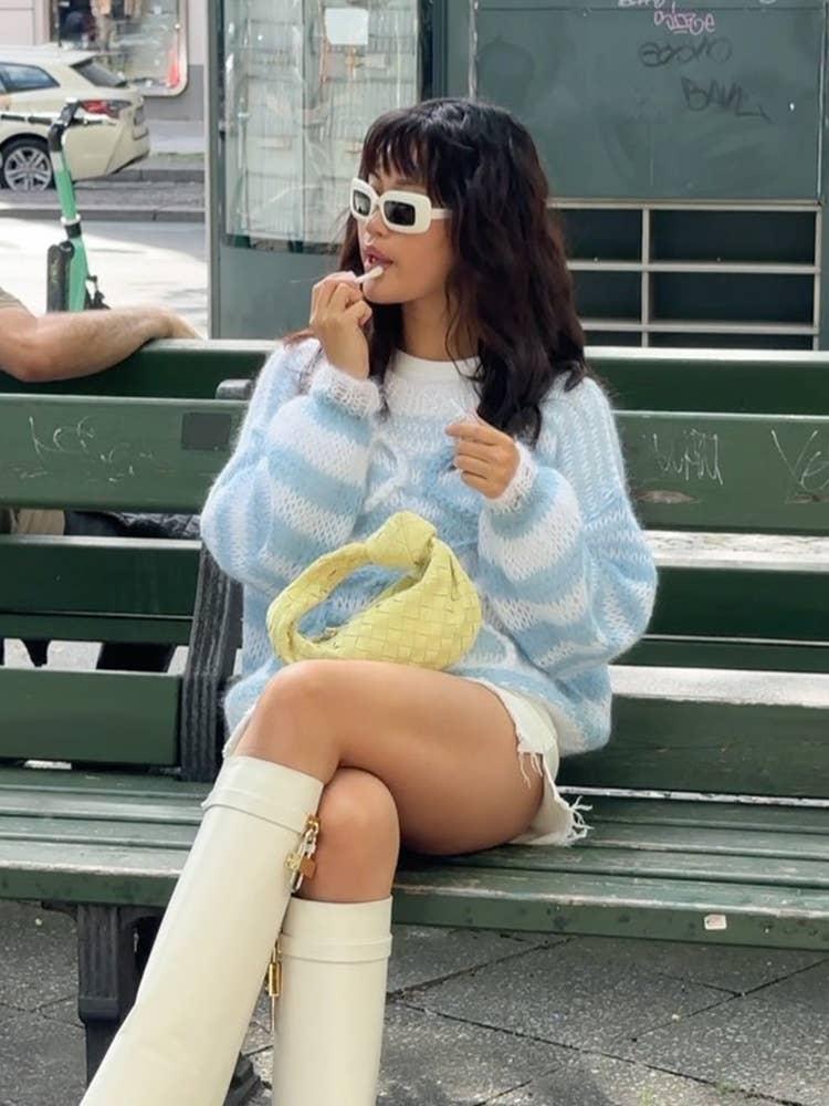 All-in-one crew neck pullover sweater for women