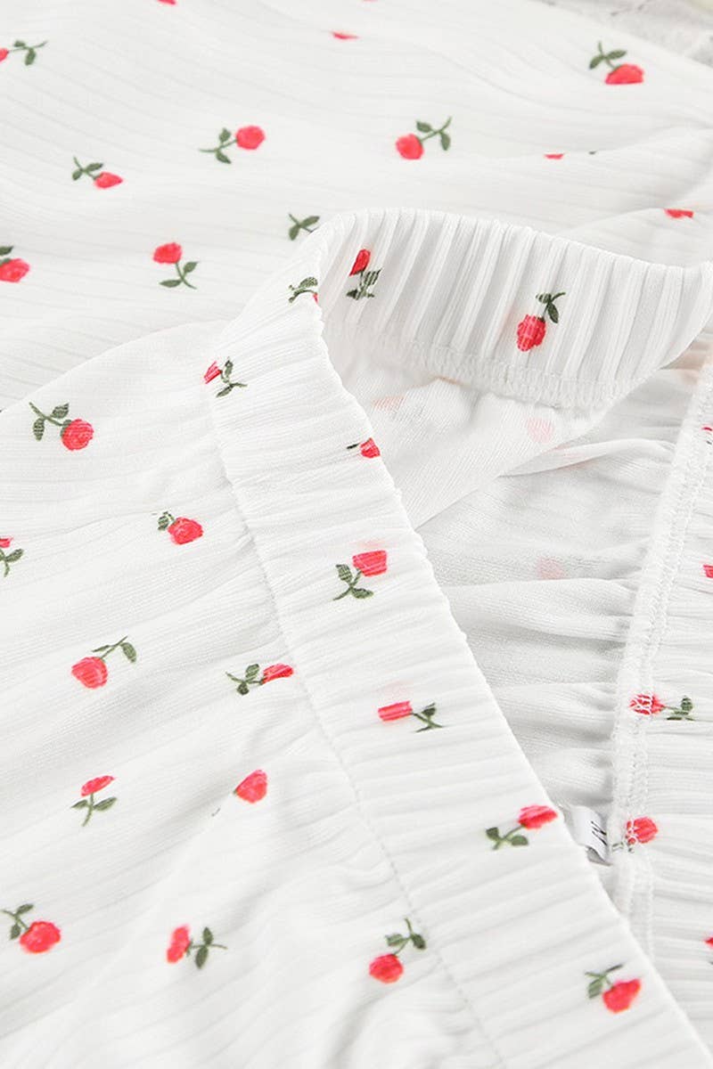 CWSPJ0214_KNITTED PRINTED CARDIGAN PAJAMAS HOME WEAR SET