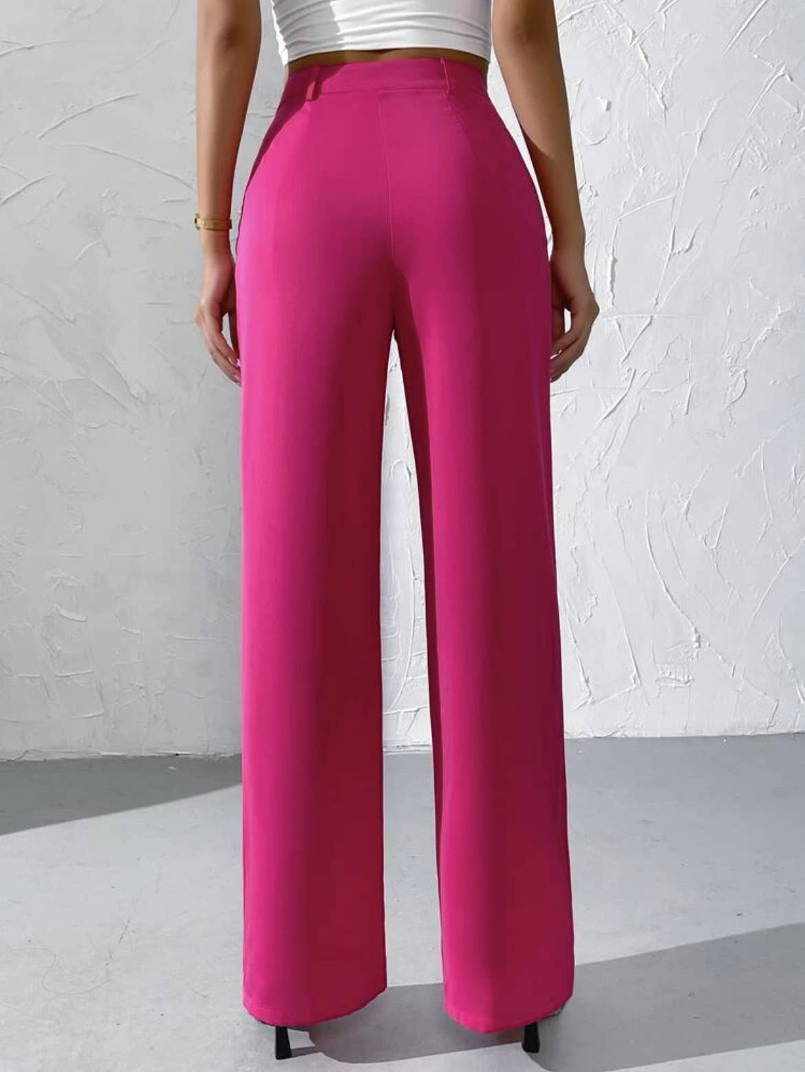 Elegant solid color dangling wide-leg suit pants