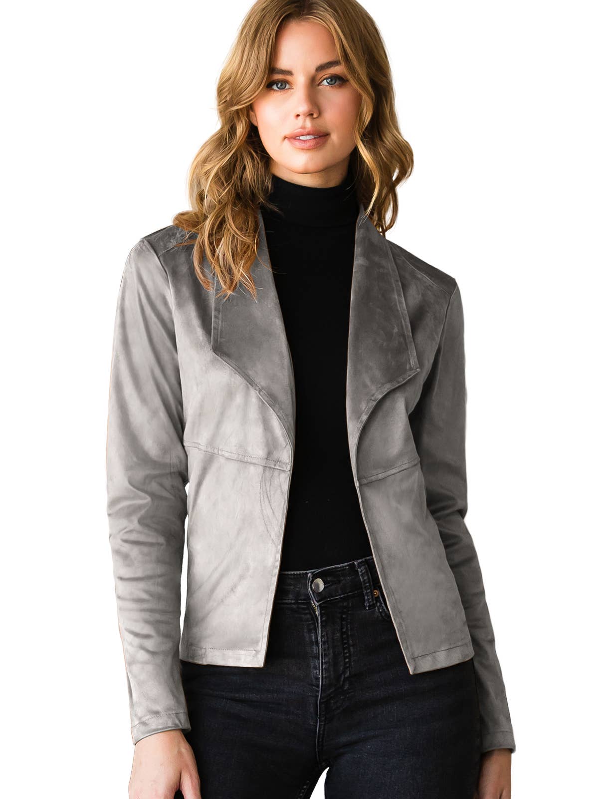 CWOJA707_FAUX SUEDE LEATHER MOTO OVER HIP JACKET
