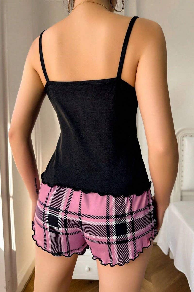 CWSPJ00473_SEXY CAMI MILK SILK PAJAMA SHORTS SET