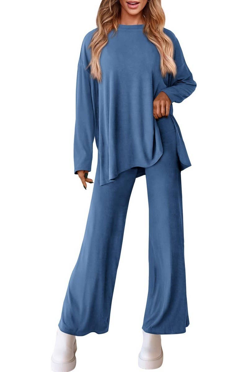 CWSTB00483_2025 KNIT LOUNGE SET WOMEN 2 PIECE CASUAL OUTFITS