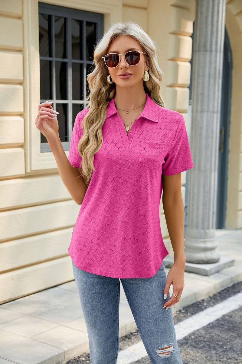 CWTTS0817_V-Neck Short Sleeve Knit Top