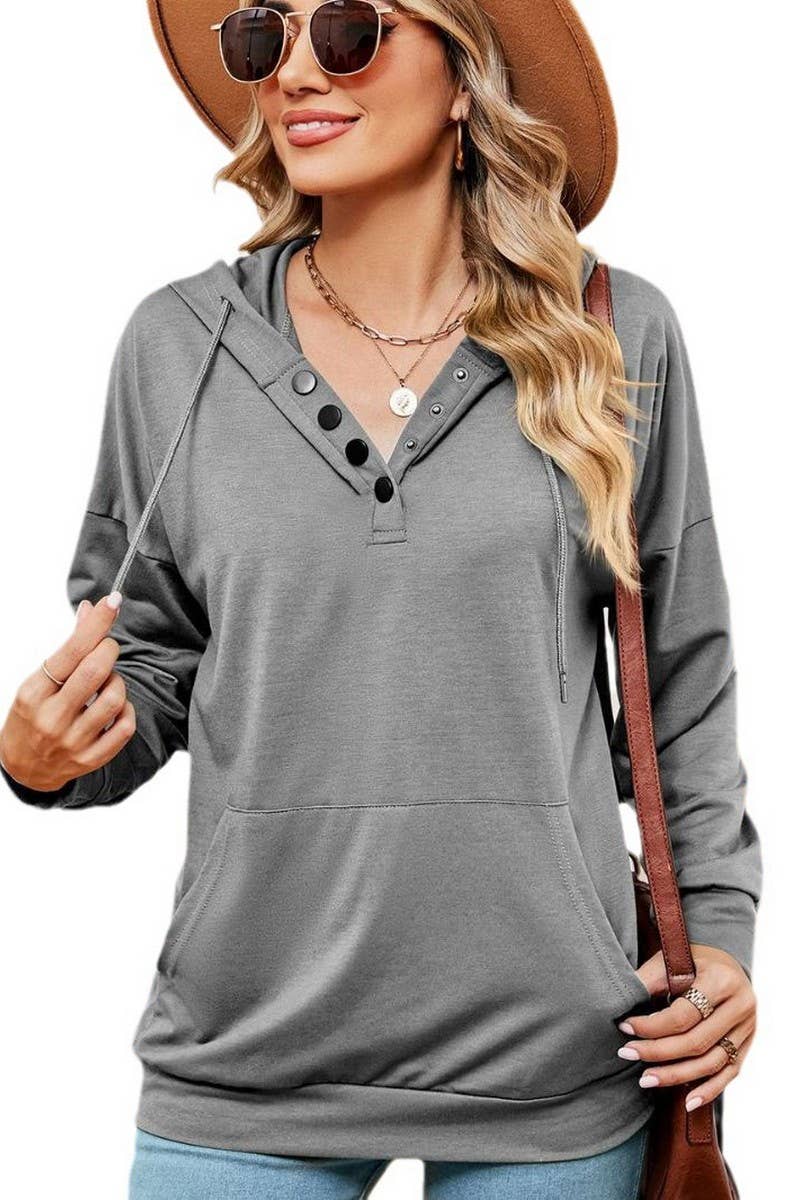 CWOHOL0930_SOLID COLOR BUTTON DRAWSTRING POCKET HOODIE