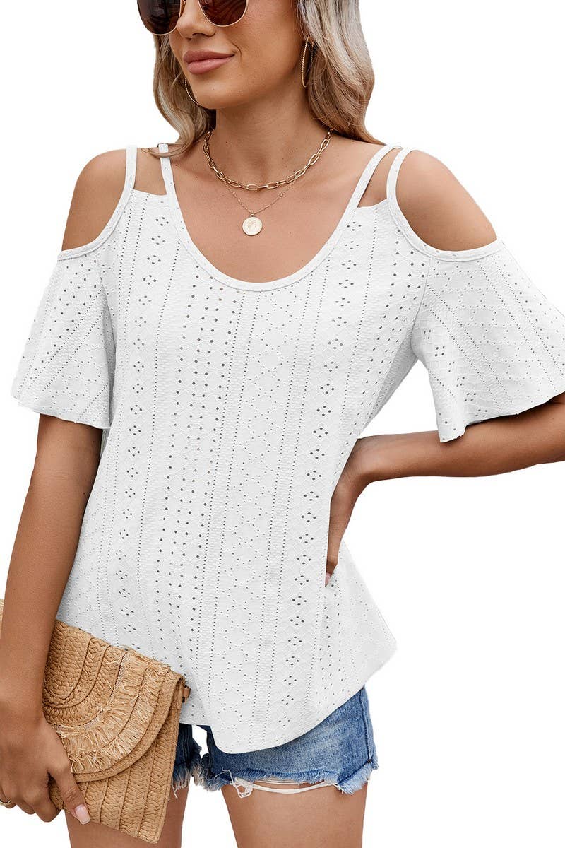 CWTTS1344_SUMMER SOLID COLOR V-NECK OFF-SHOULDER T-SHIRT