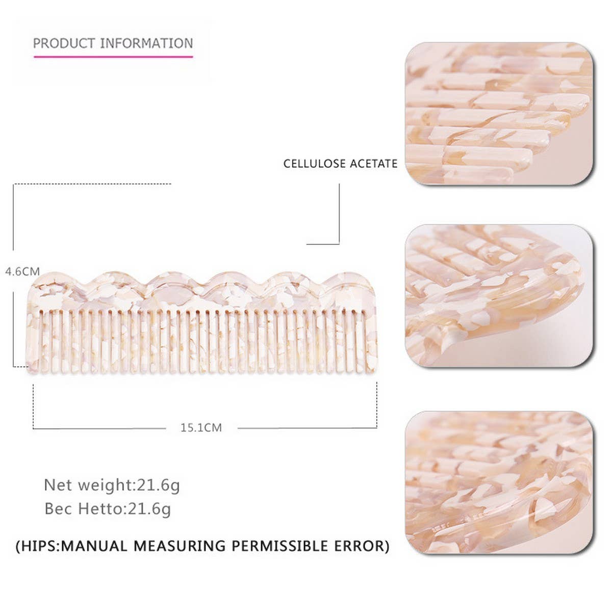 GRADIENT TEETH ACETATE COMB LEOPARD PRINT HAIRCOMB