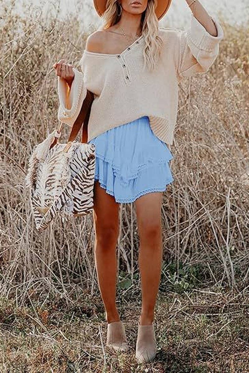 CWBSS0455_HIGH WAIST LAYERED RUFFLE MINI SKIRT