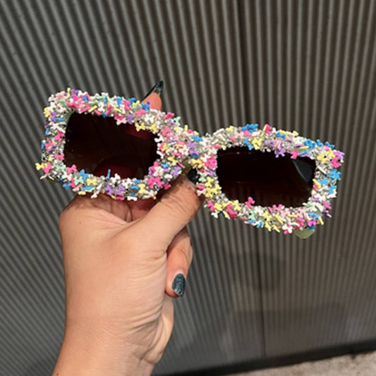 CANDY-COLORED BEACH FLOWER DECORATED SUNGLASSES_CWASG0796