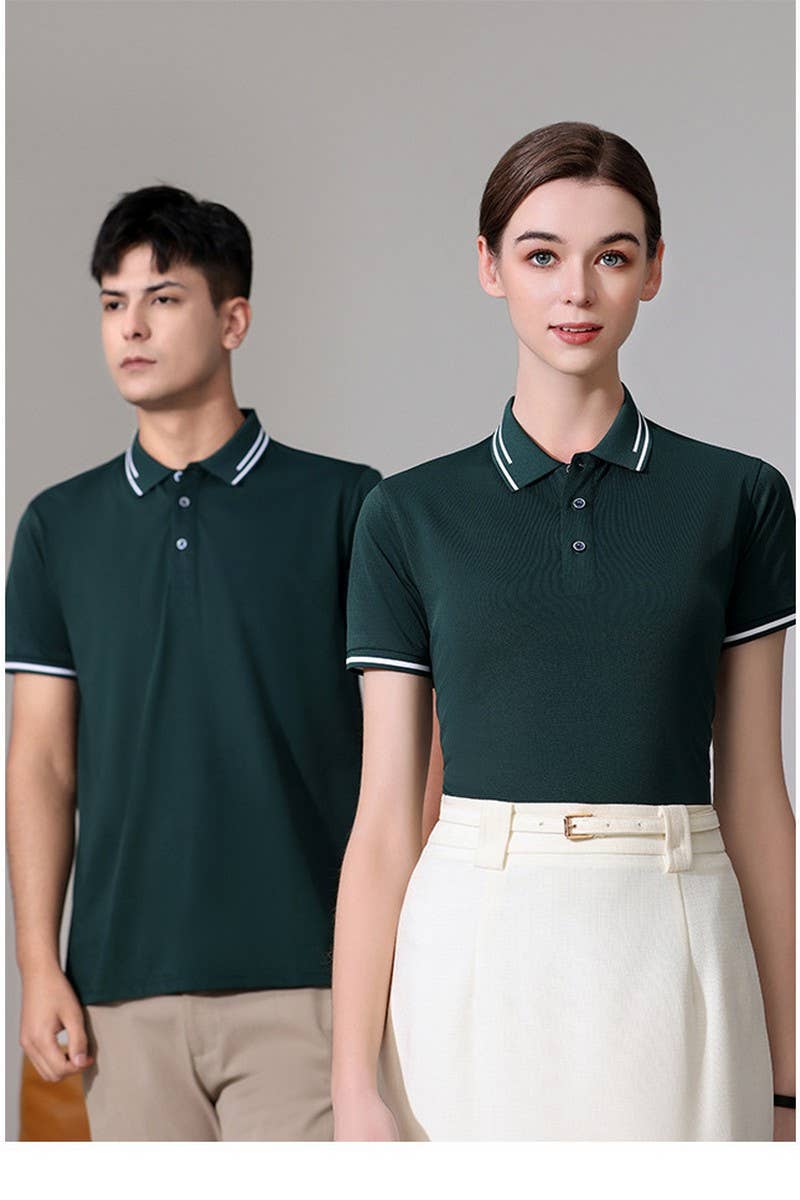 CWTBLS02416_COLLARED CUSTOM LOGO SHORT SLEEVE POLO SHIRT