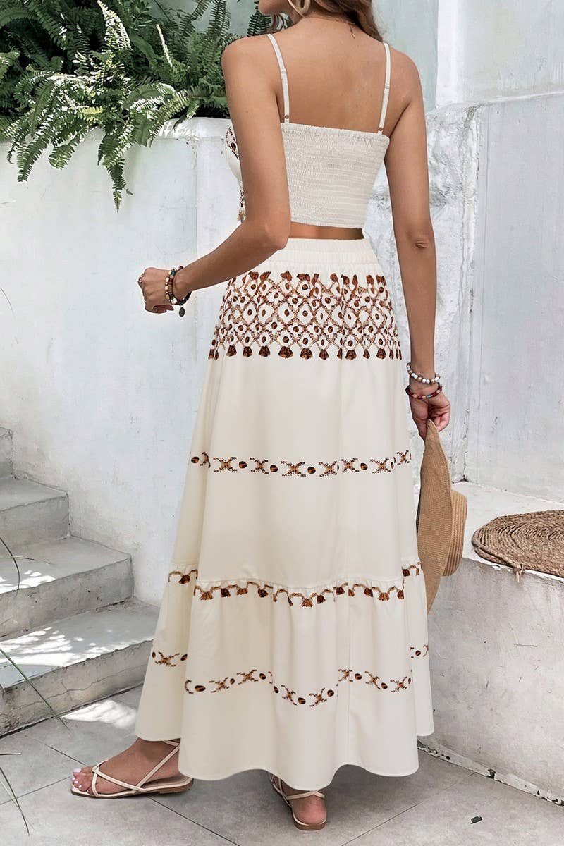 CWSS1127_ASSEL RIBBON TOP AND SKIRT TWO-PIECE SET