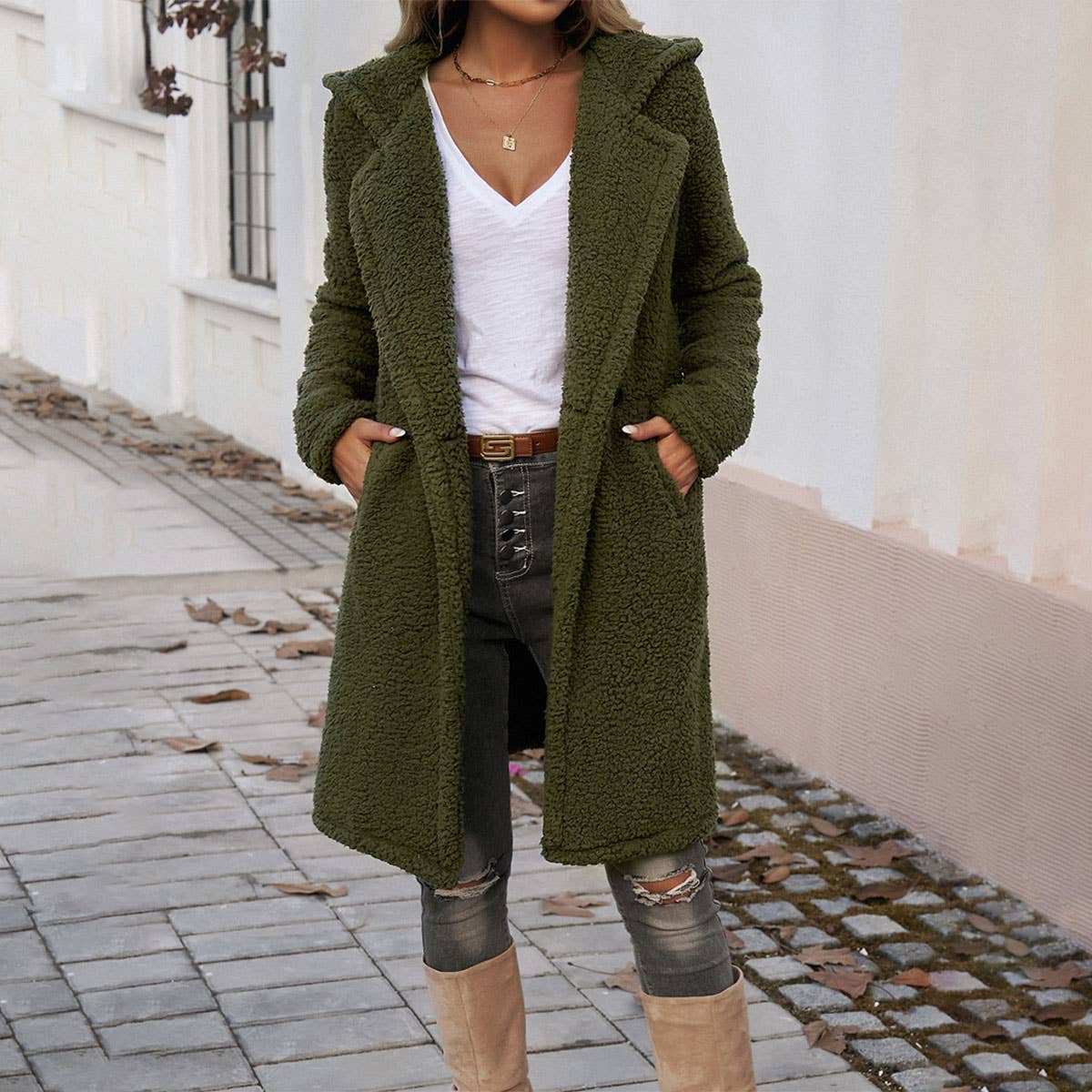 Casual casual hooded knit coat for women