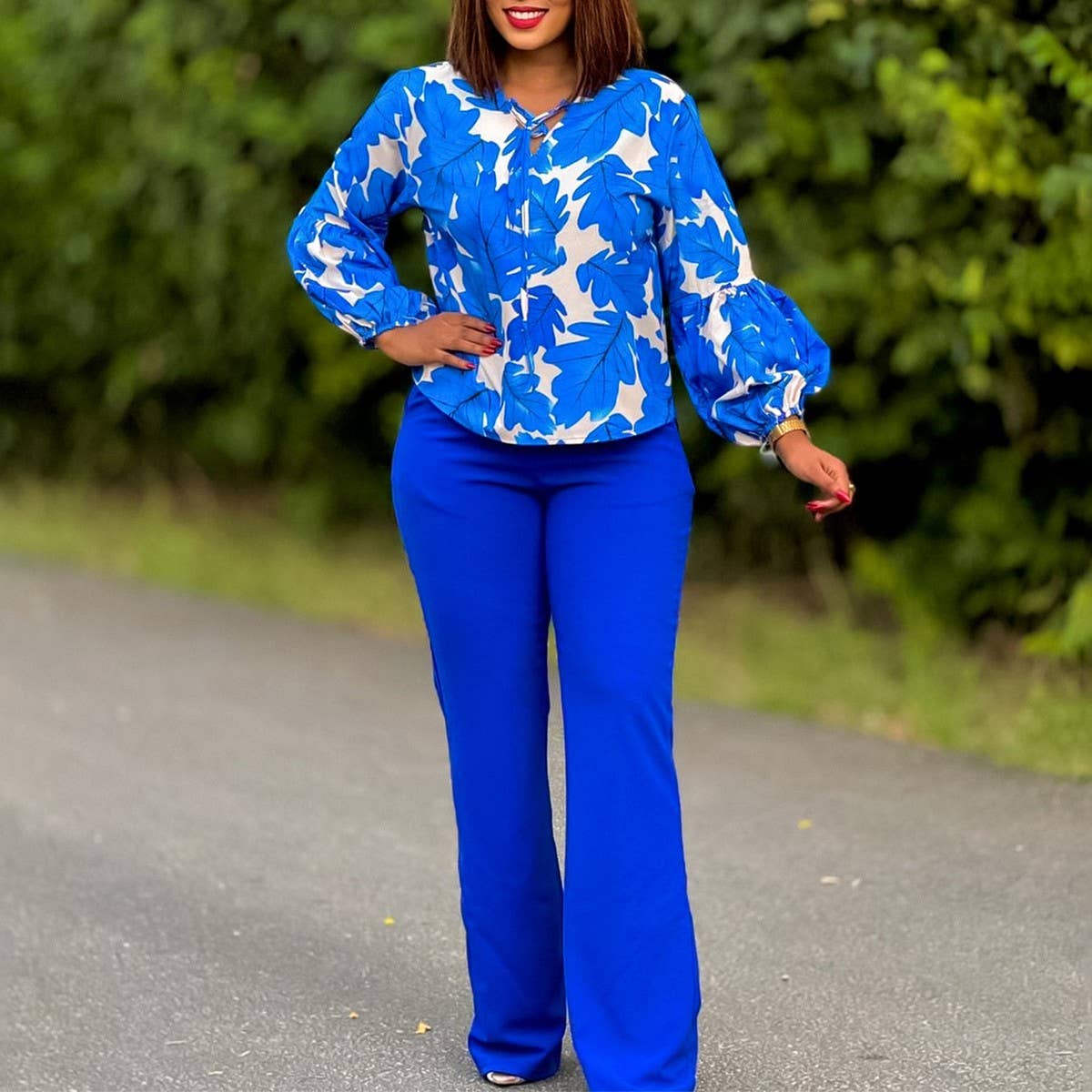PRINTED TOP AND WIDE-LEG PANTS TWO-PIECE SET_CWSTB1142