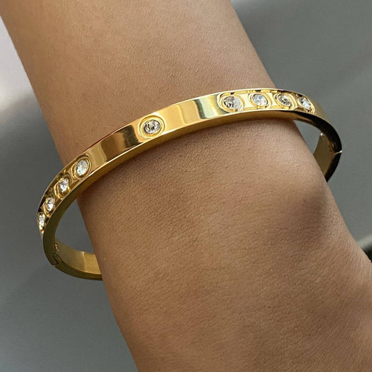 Zircon Clasp Bracelet in Titanium Steel_CWAJE4867