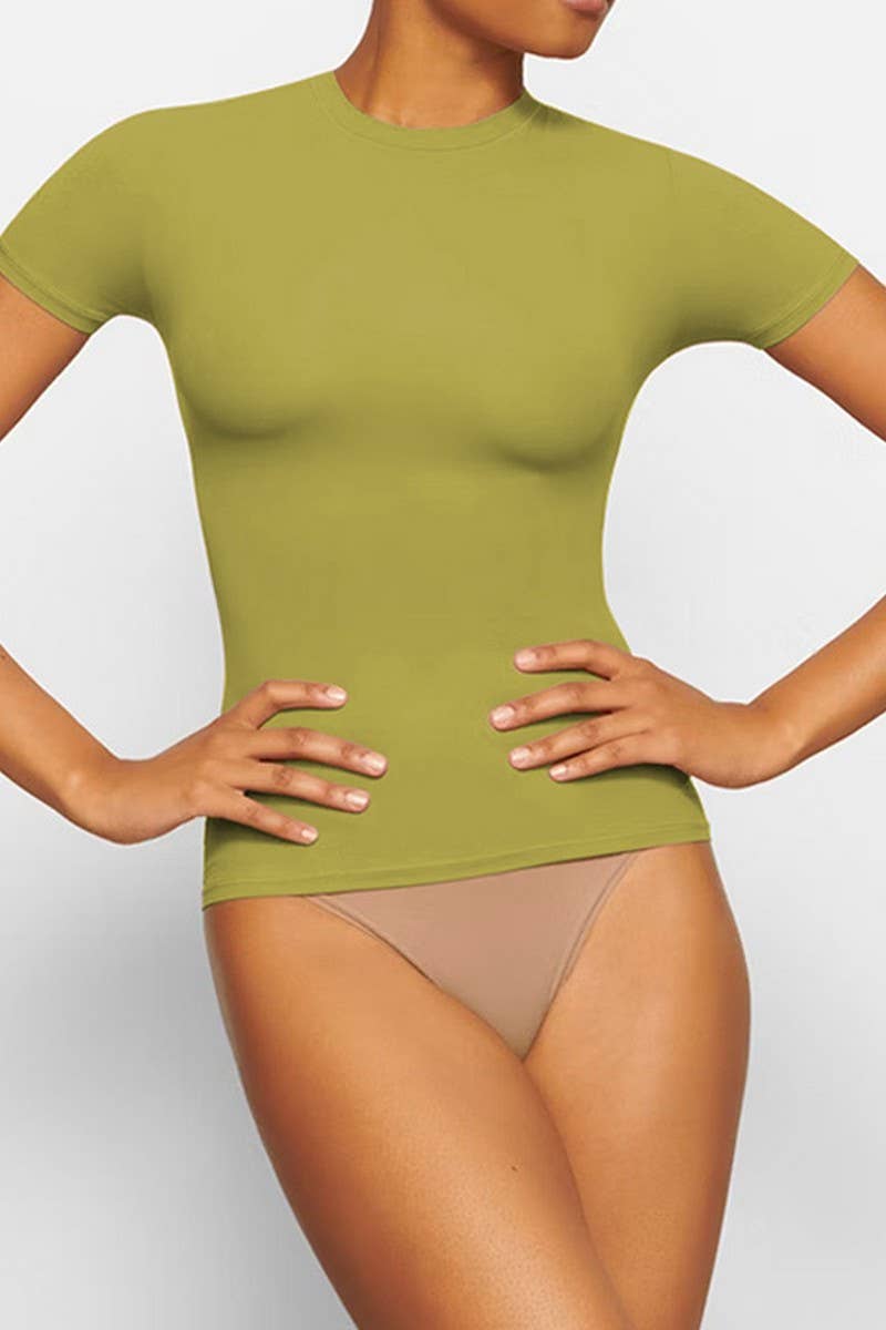 CWTBLS1913_SLIM FIT CROP TOP SEXY GIRL ROUND NECK T-SHIRT