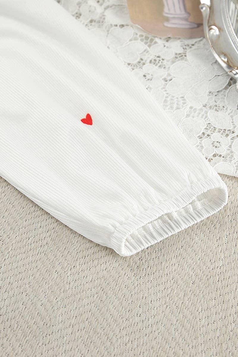 CWSPJ0211_HEART PRINT LONG SLEEVE SHORTS PAJAMA HOME SET