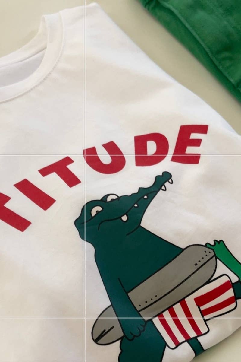 CWTTS0975_CARTOON LETTER PATTERN SHORT SLEEVED T SHIRT