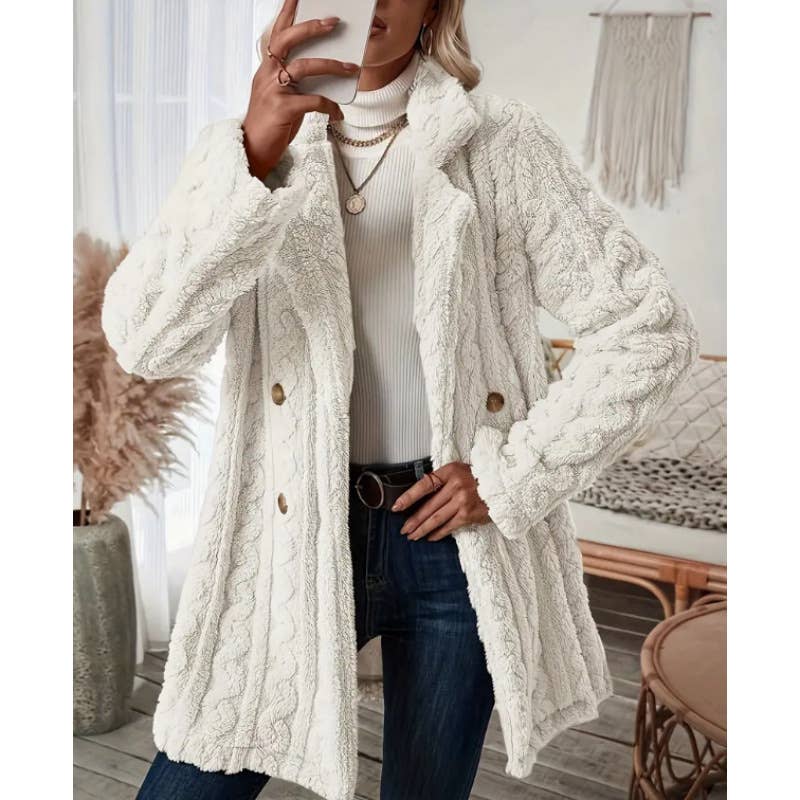 COMFORTABLE CASUAL WARM SUIT COLLAR FUR COAT
