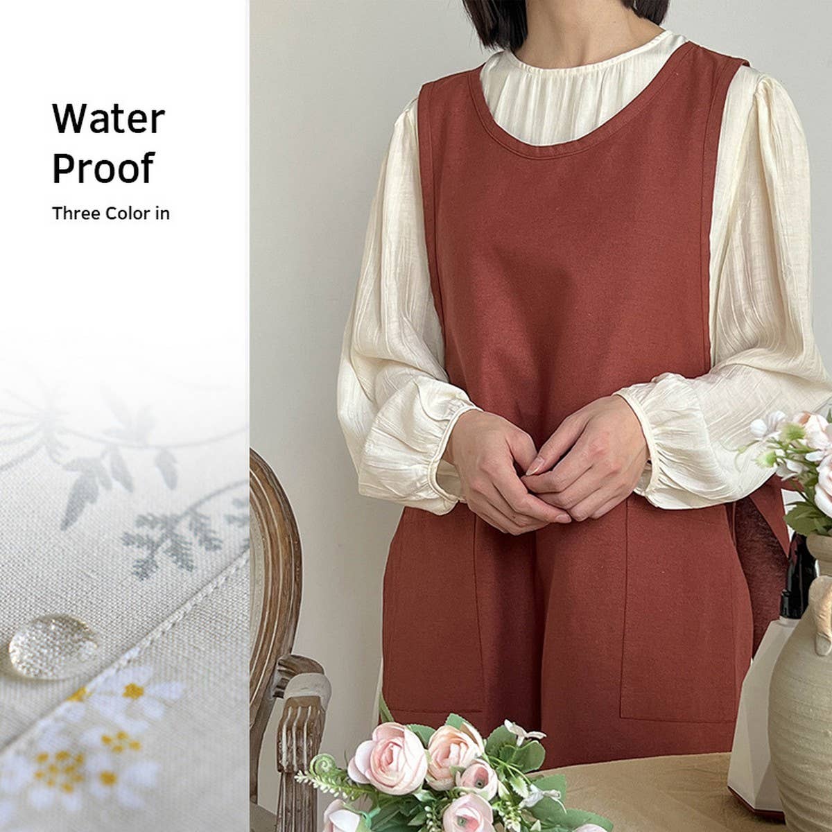 Waistband Cotton linen Aprons with pockets