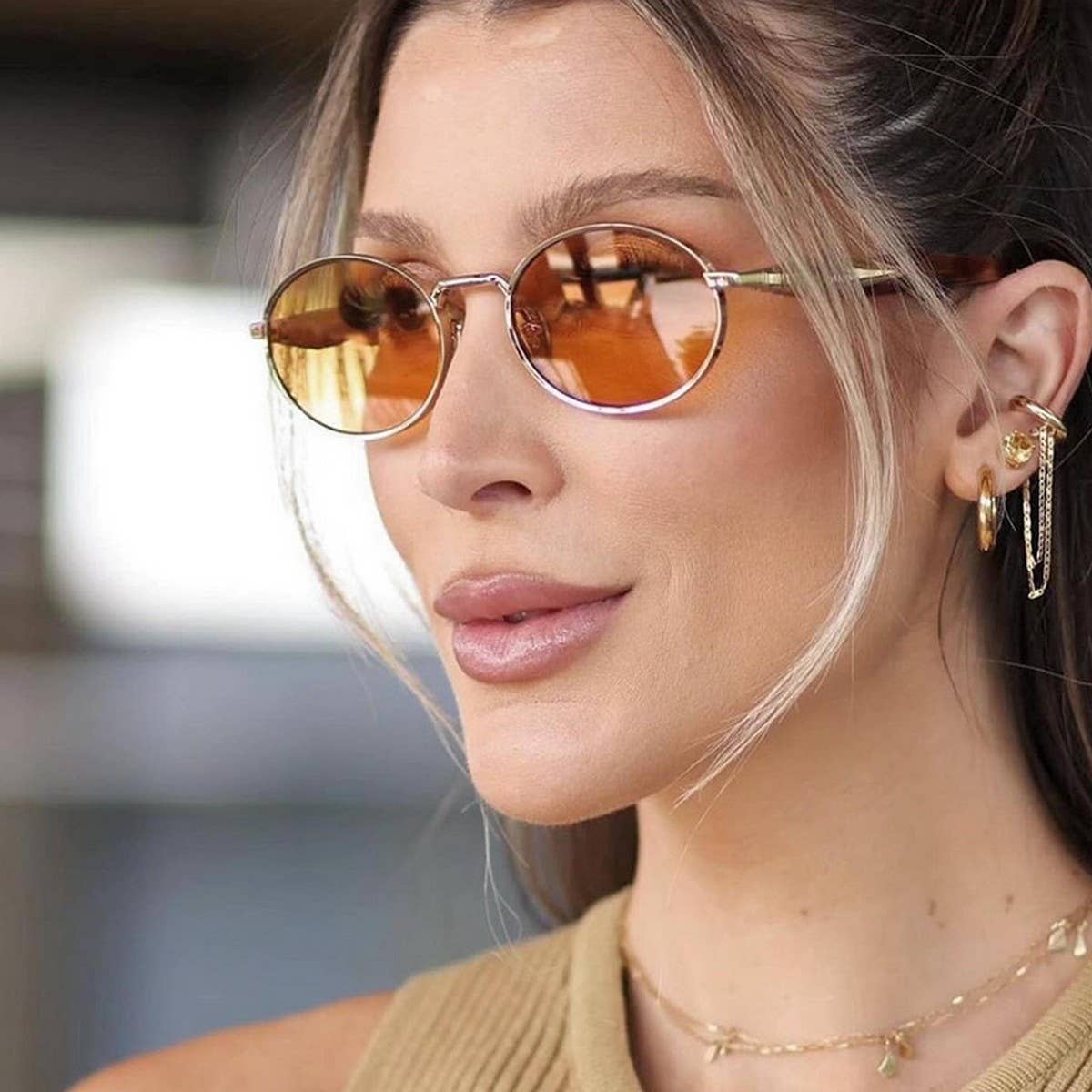 ROUND SMALL FRAME SUNGLASSES TRENDY SUNGLASSES