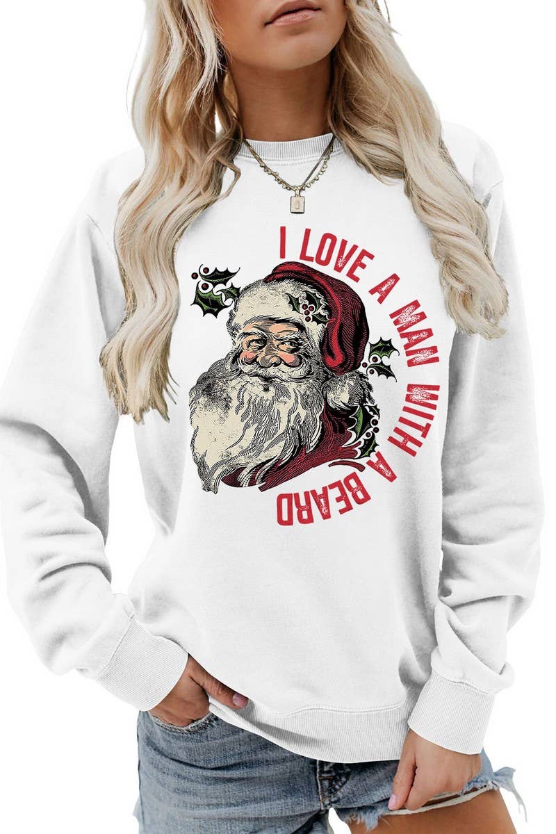 CWTBLL01329_SANTA LETTER PRINT CHRISTMAS PULLOVER SWEATSHIRT
