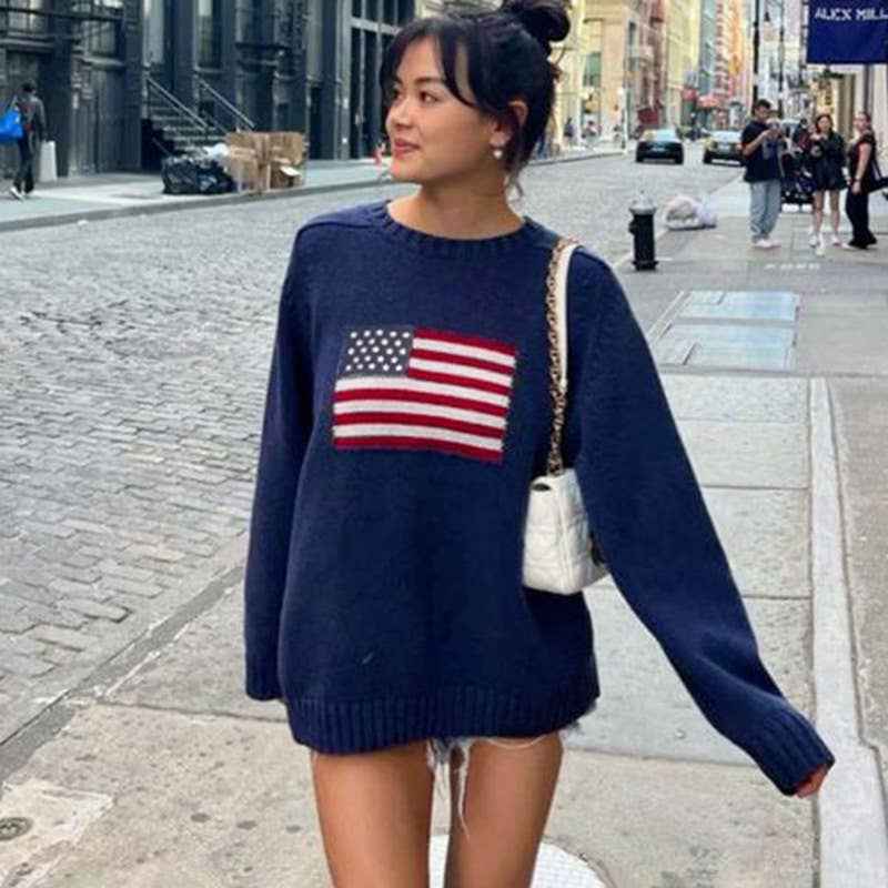BRITISH STYLE FLAG CASUAL LONG-SLEEVED SWEATER