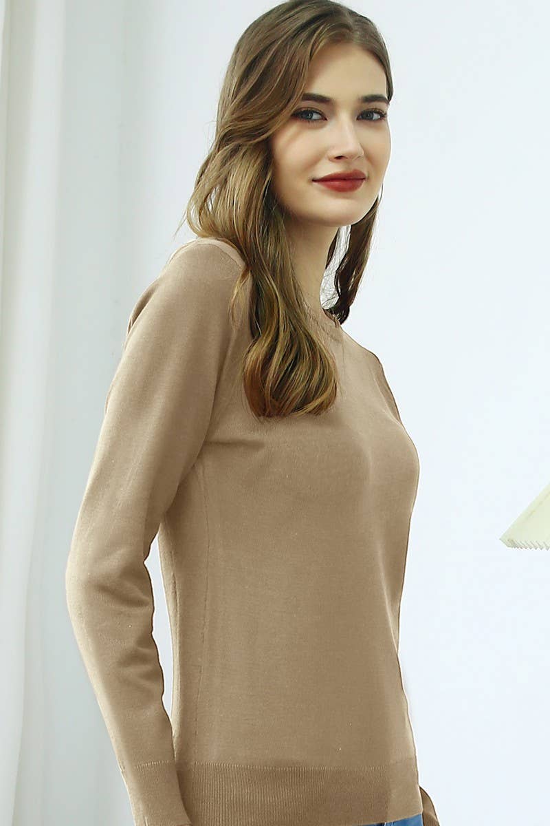 AWOSWL283_LONG SLEEVE CREW NECK PULLOVER SWEATER