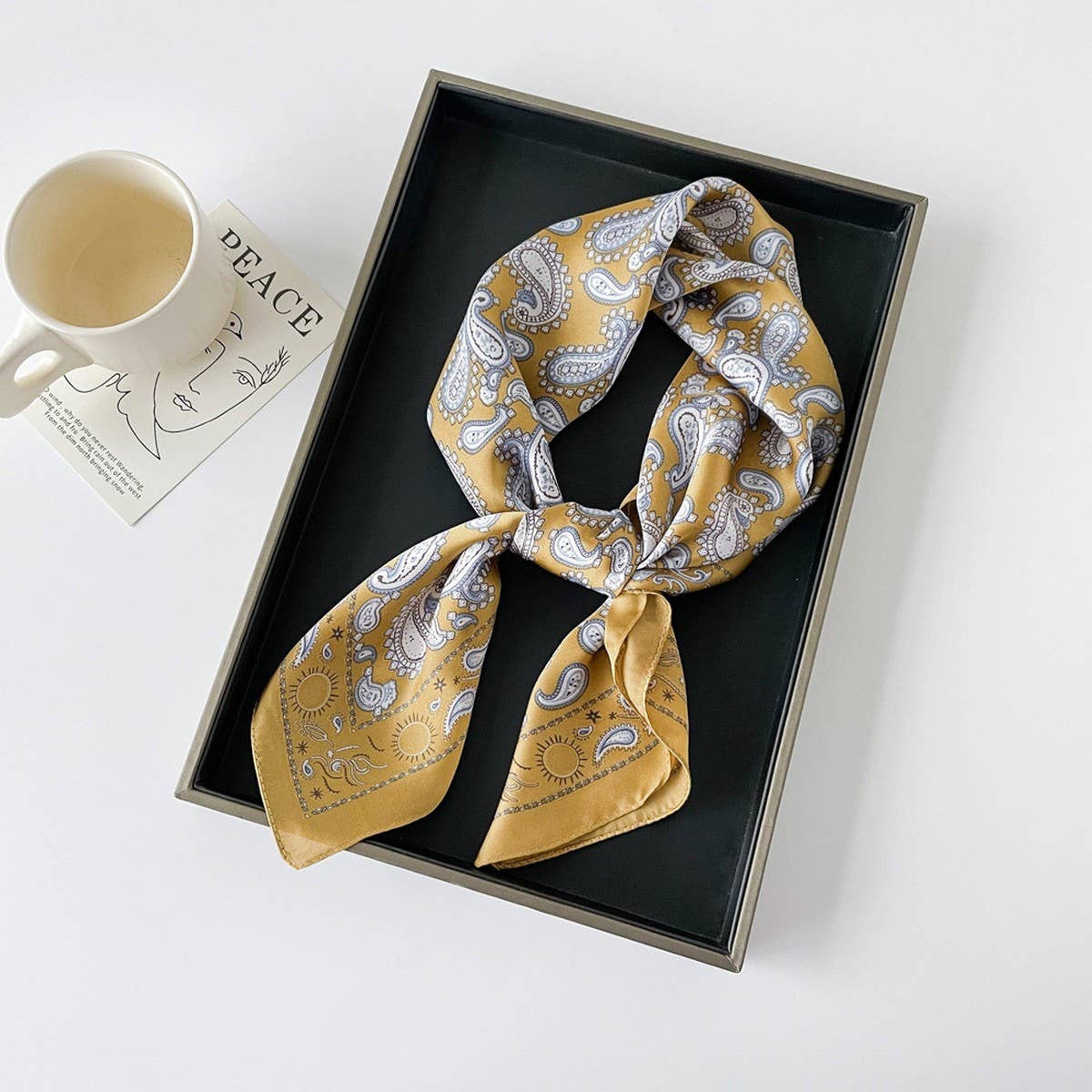 Paisley Satin Square Scarf ??70cm Neck & Head _CWASC0825