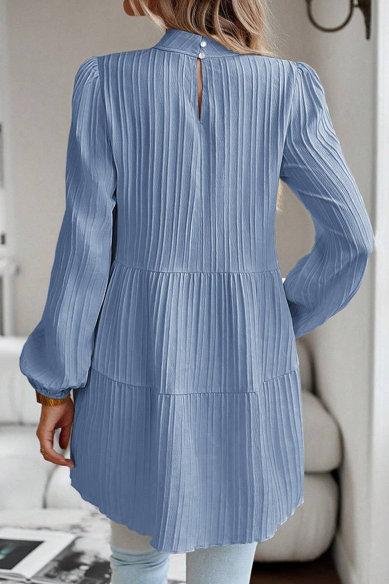 CWTBLL2768_HALF TURTLENECK WAVY LONG SLEEVE TOP