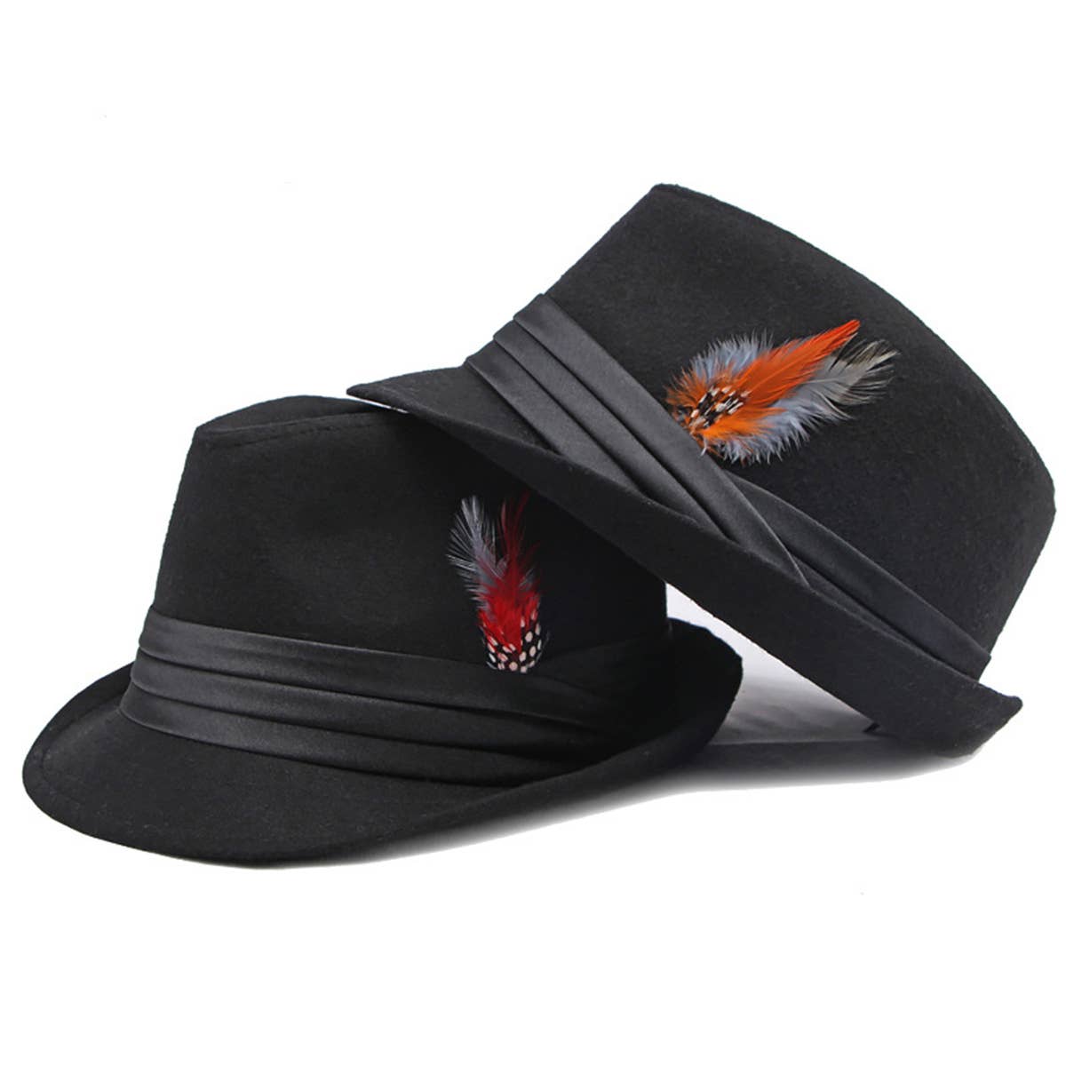 AUTUMN AND WINTER RETRO FASHION FEATHER JAZZ HAT_CWAH1916