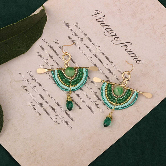 GEOMETRIC DESIGN VINTAGE BRAIDED ETHNIC EARRINGS