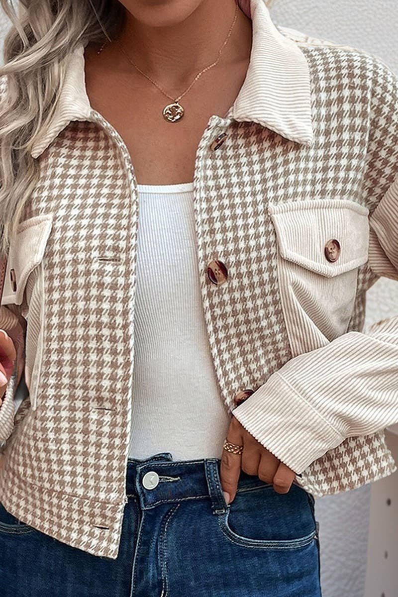 CWOCO0225_CHECK CORDUROY BUTTON SHORT JACKET