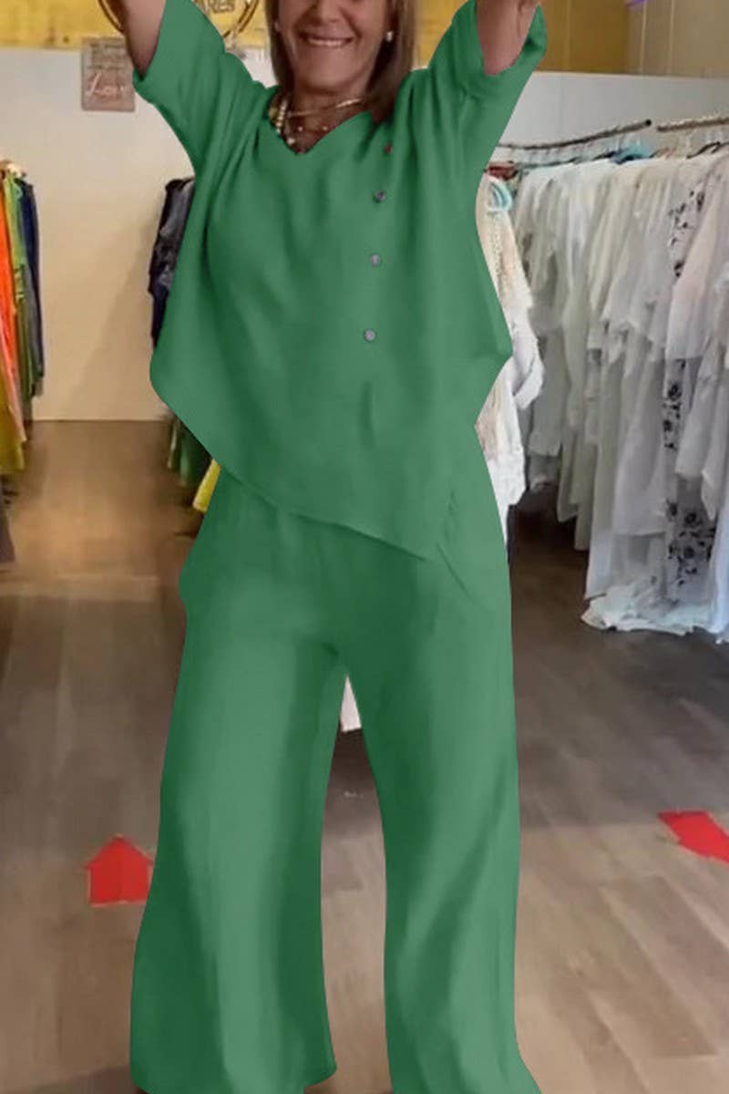 CWSTB1419_SOLID COLOR BAT SLEEVE COTTON AND LINEN SUIT