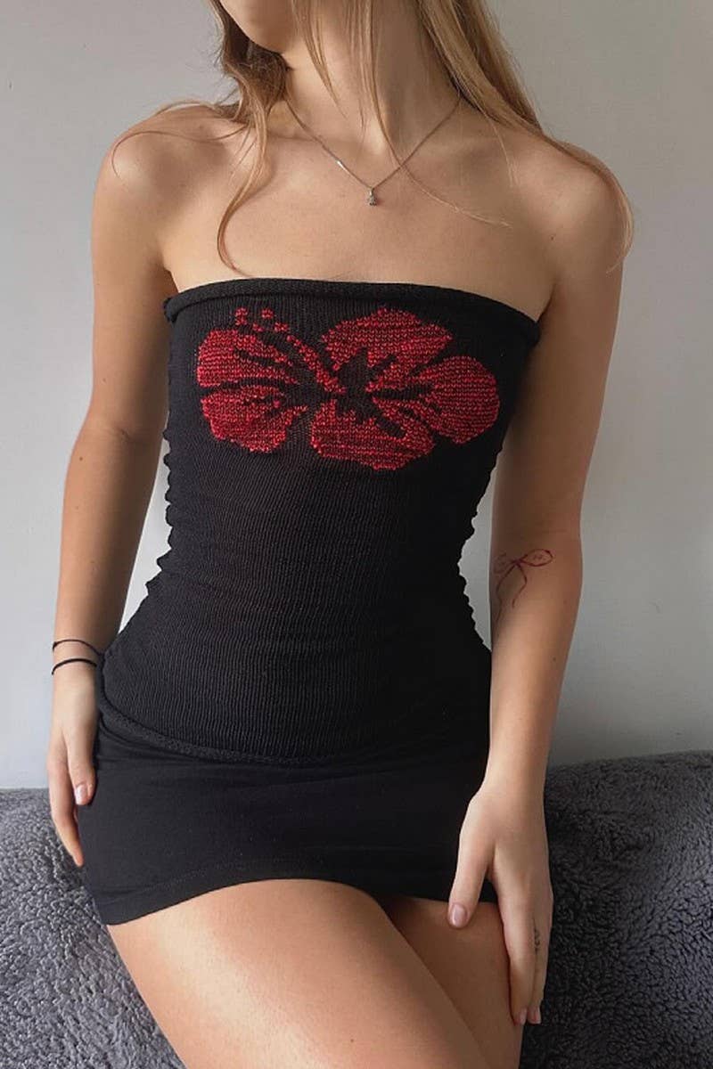 CWTTSL0363_SEXY HOT GIRL SLEEVELESS PRINTED KNIT TUBE TOP