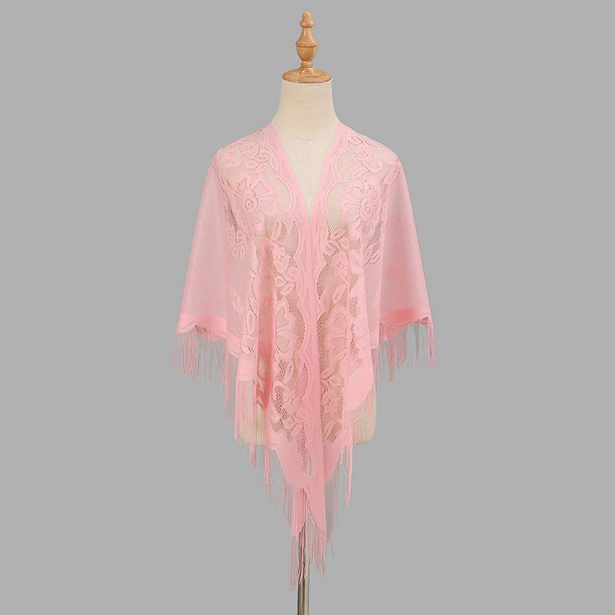 Breathable Tassel Triangle Scarf - Hollow Knit Wrap_CWMM1993