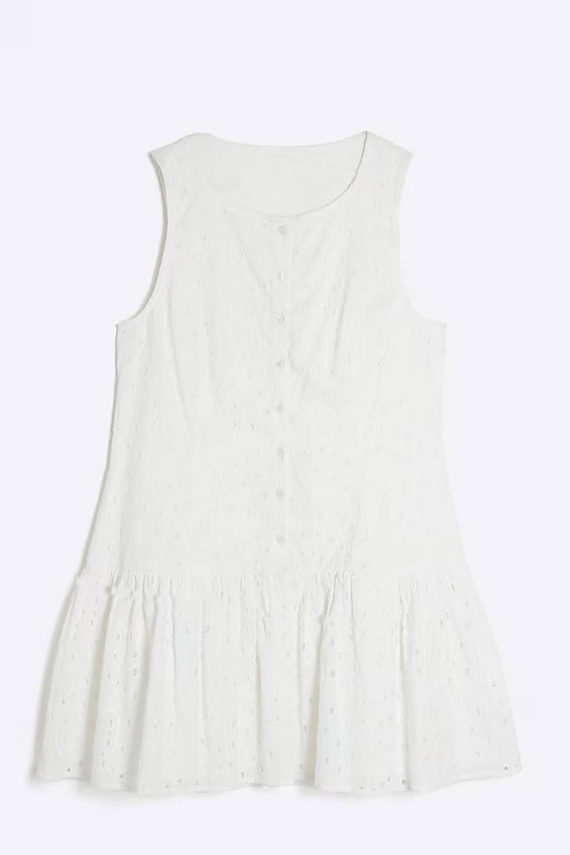 CWDSD8863_SLEEVELESS SLIM FIT BUTTON-DOWN MINI DRESS