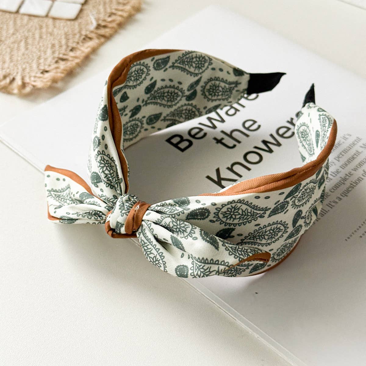 Paisley Satin Wide Headband with Knot for Women_CWAHA1362