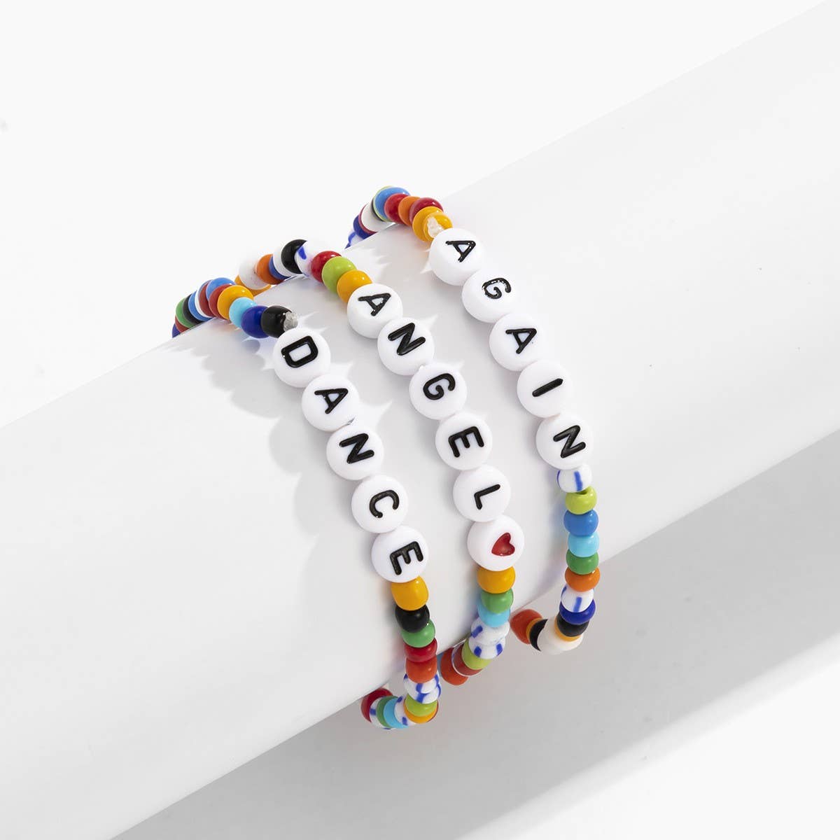 LETTER MIXED COLOR MACARON BEADED BRACELET