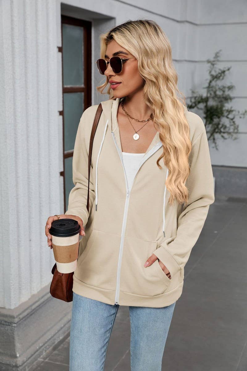 CWOCO00239_COLORBLOCK ZIP UP HOODED POCKET SWEATSHIRT