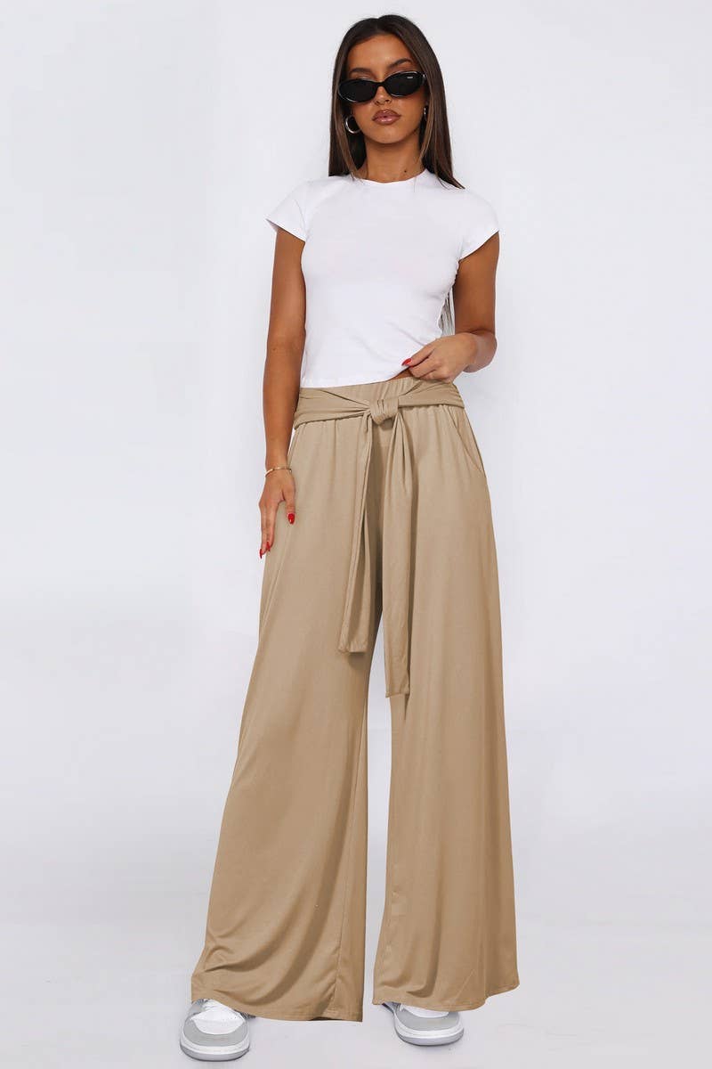 CWBLP01042_SOLID DRAWSTRING LOOSE WIDE LEG PANTS