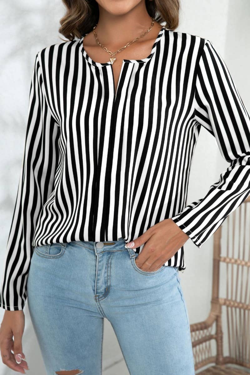 CWTSTL2159_PRINTED STRIPED LONG-SLEEVED SHIRT TOP