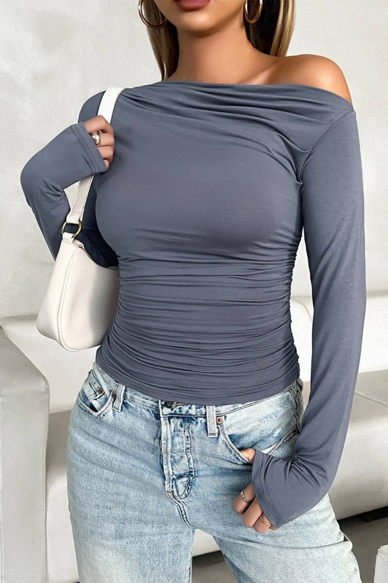 CWTBLL2470_ONE-SHOULDER LONG-SLEEVED SHIRT WITH SLOPING NECK