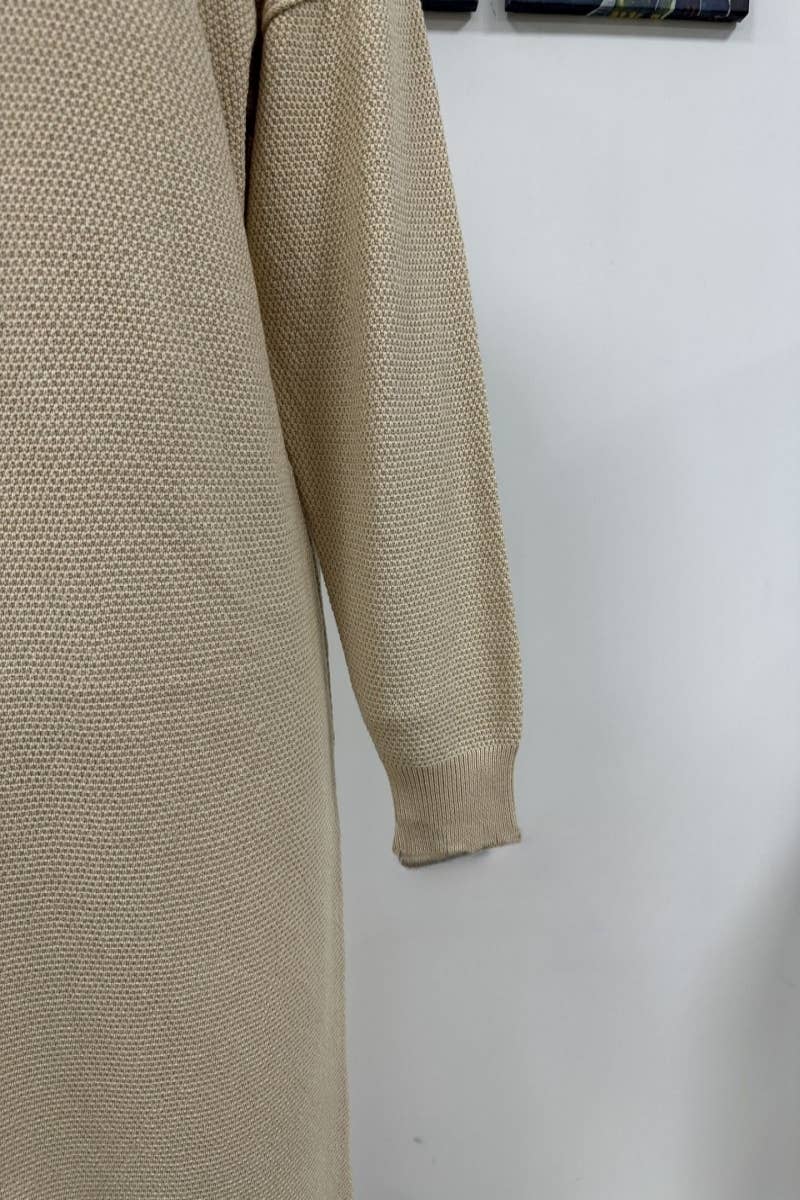 CWDMD538  Long Sleeve Loose V-Neck Button Tops Long Sweater