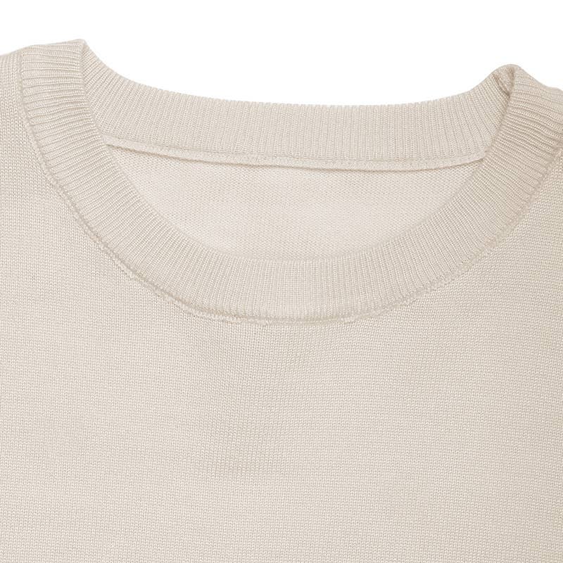 CREW-NECK LONG-SLEEVED SOLID COLOR SWEATER